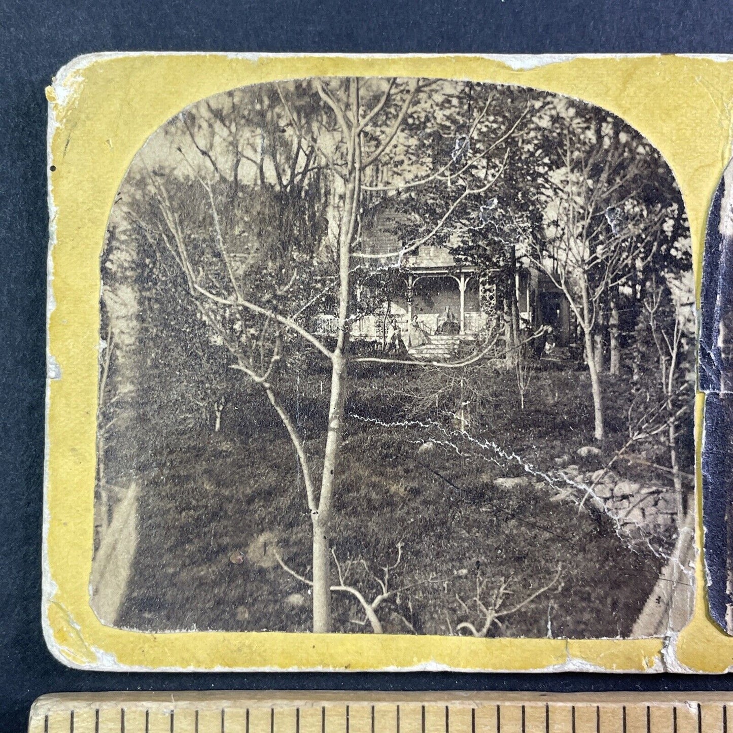 C.M. Baylor Residence Cold Springs North Carolina Stereoview Antique c1870 X3841