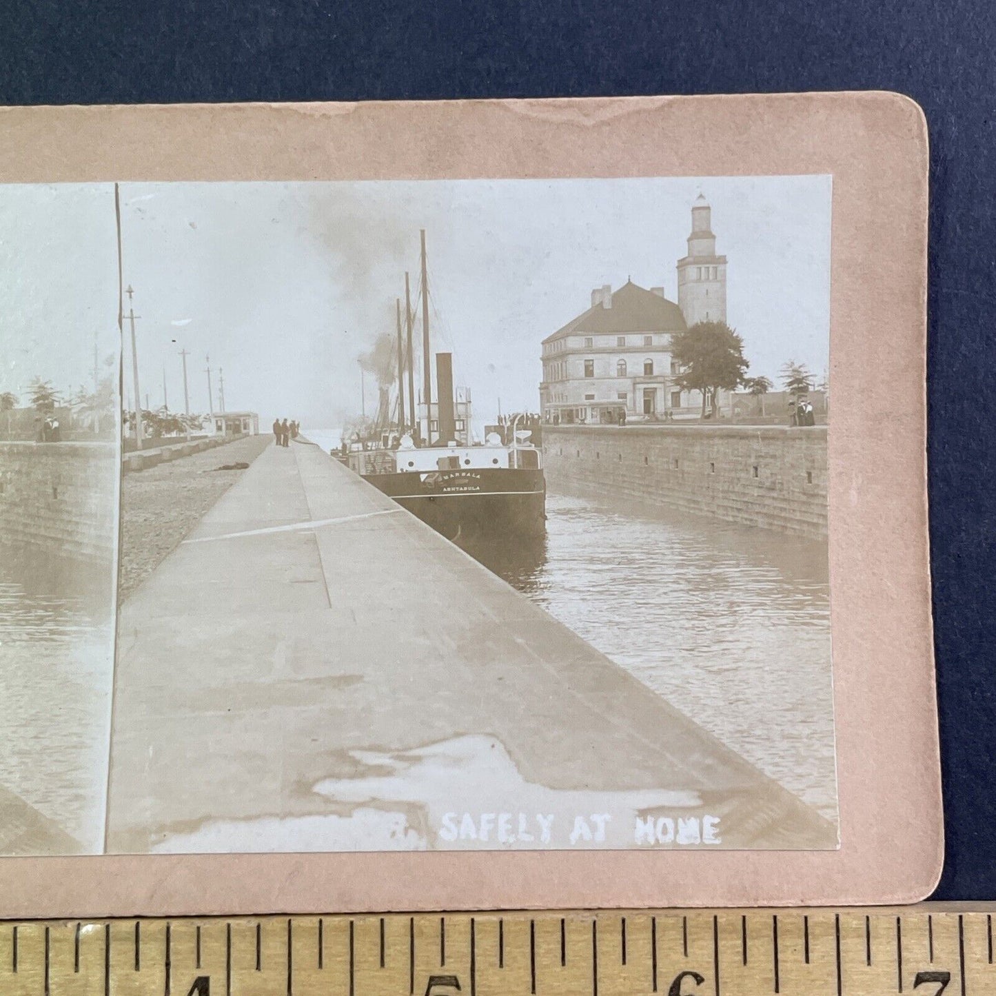 Marsala Ashtabula Ship Soo Locks Stereoview Sault Ste Marie Antique c1906 X1920