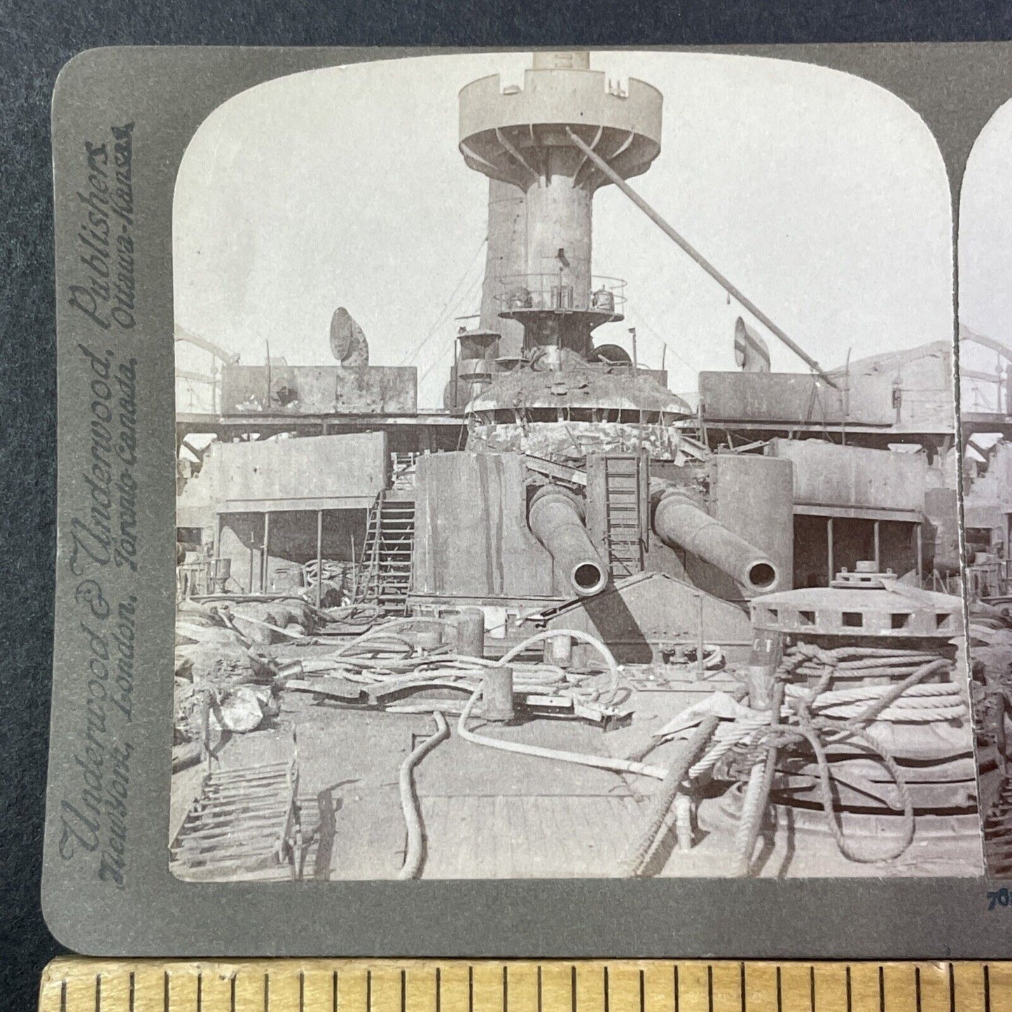 Russian Battleship Peresvet Stereoview Sunk In Dalian China Antique c1905 X2812