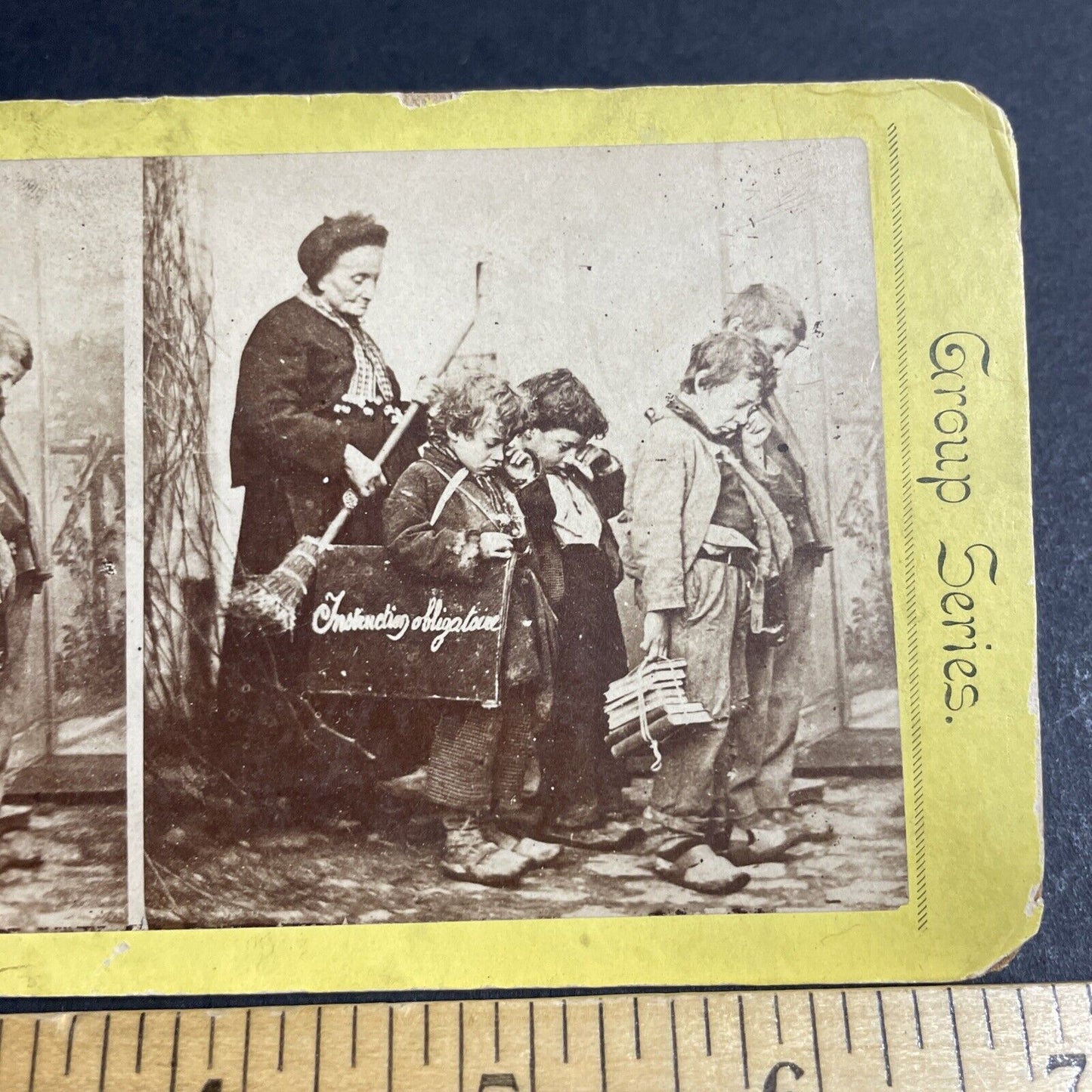 Antique 1870s Child Orphans Extreme Poverty France Stereoview Photo Card P4692