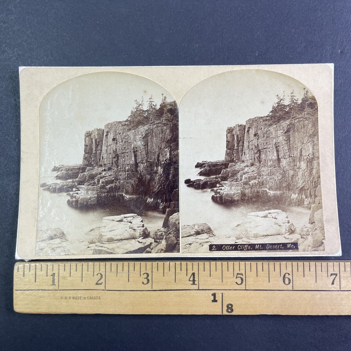 Otter Cliff Point Stereoview Mt Desert Bar Harbor Maine Antique c1870s X1932