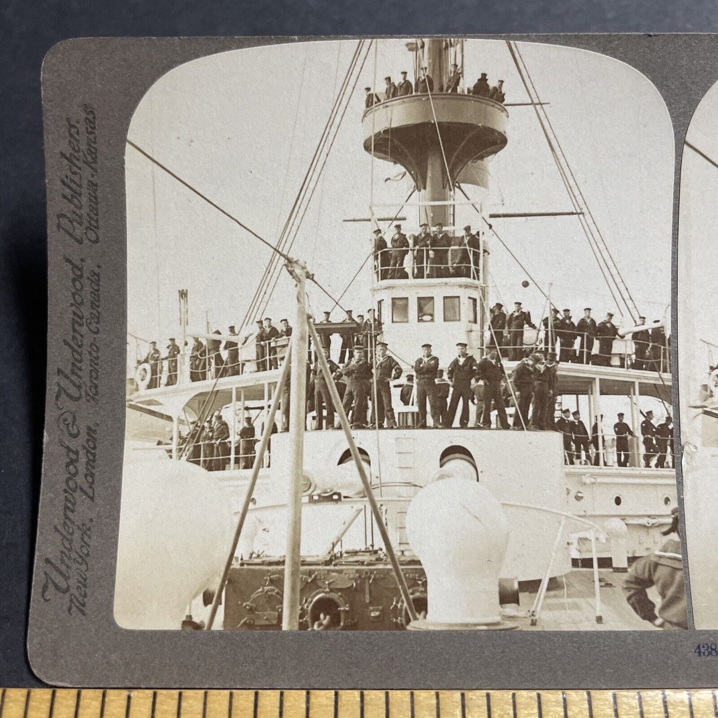 Antique 1904 Japan Navy Cruiser Ship Asama Stereoview Photo Card P5637