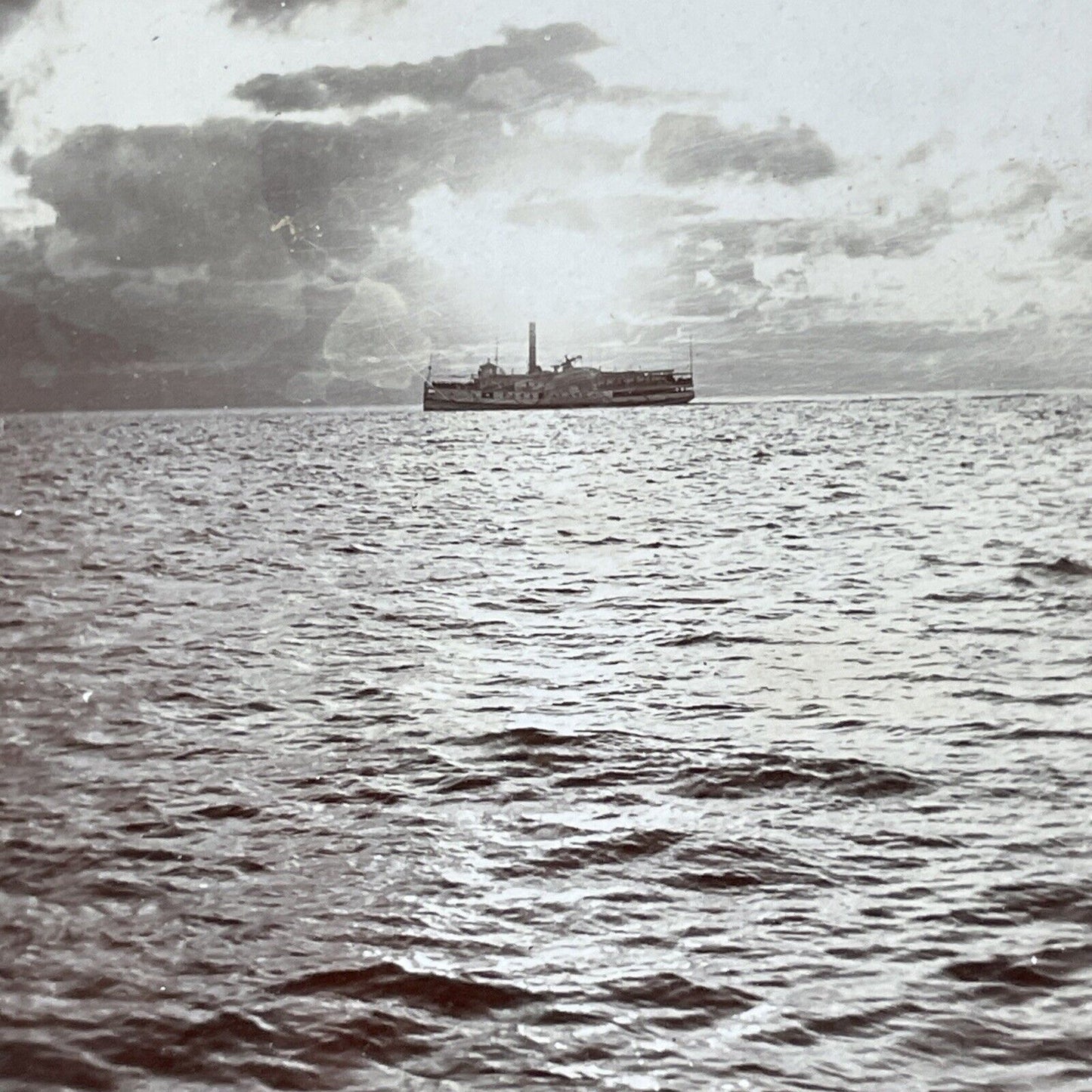 A Steamship Paddle Boat On Lake Erie Stereoview CH Graves Antique c1900 X3182