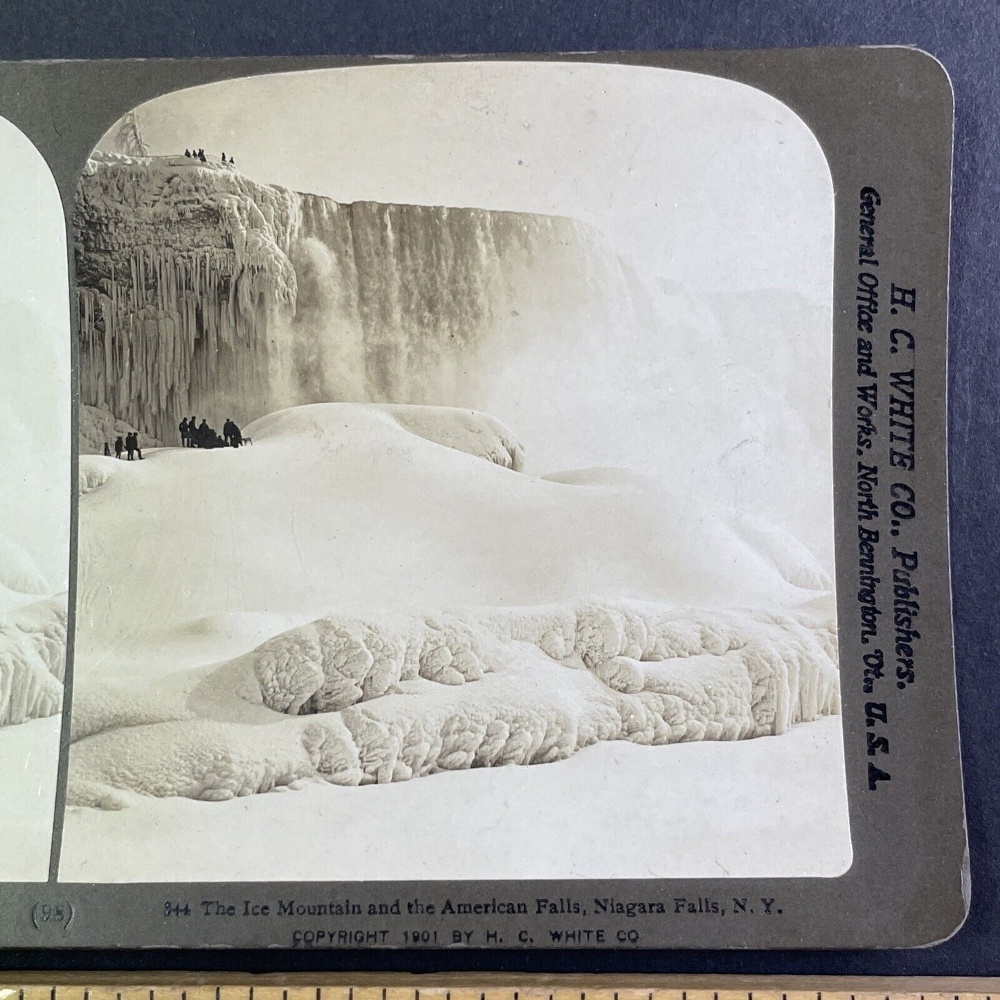 Frozen Ice Mountain Niagara Falls Stereoview H.C White Antique c1901 Y1459