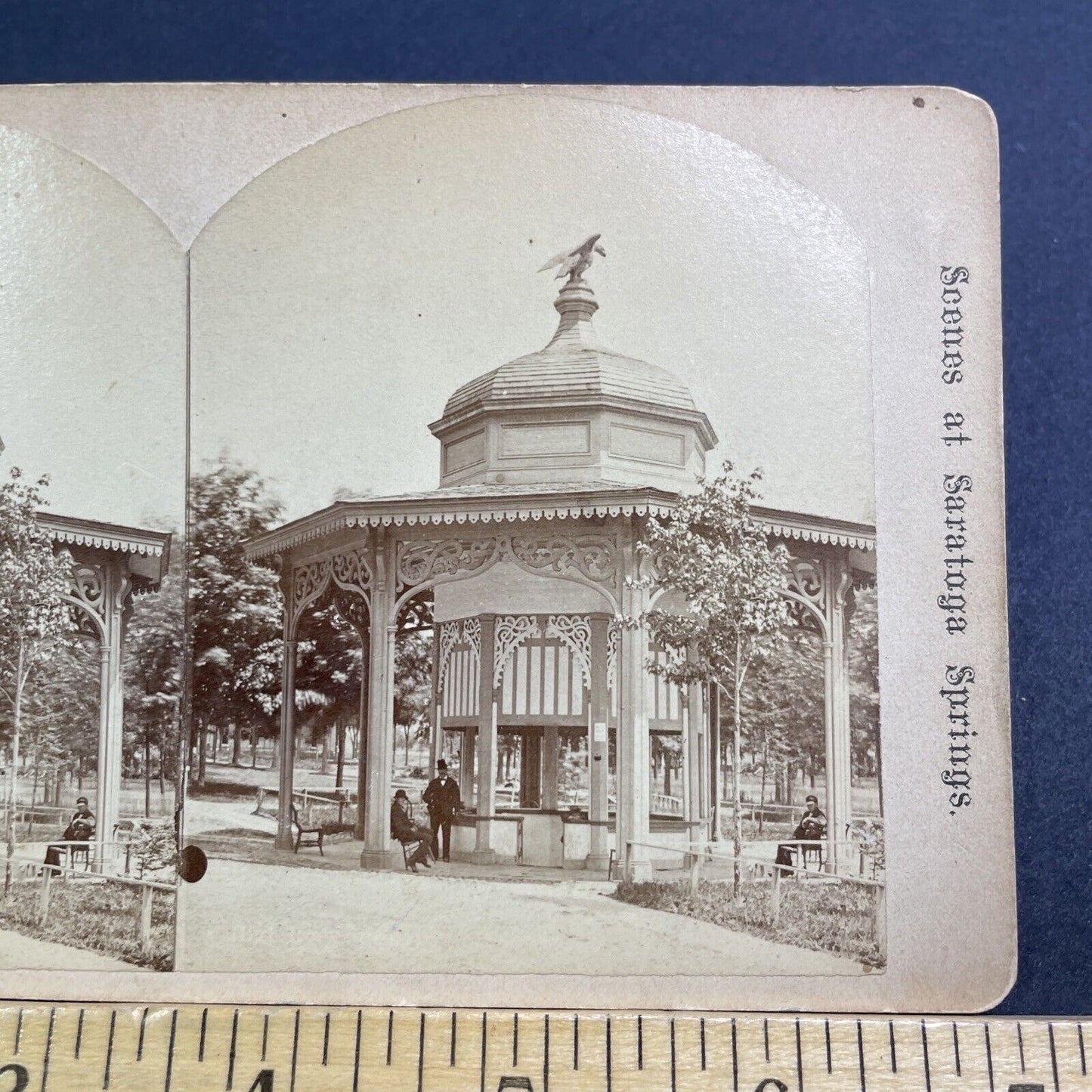 Antique 1880s Saratoga Springs Pavilion New York Stereoview Photo Card V549