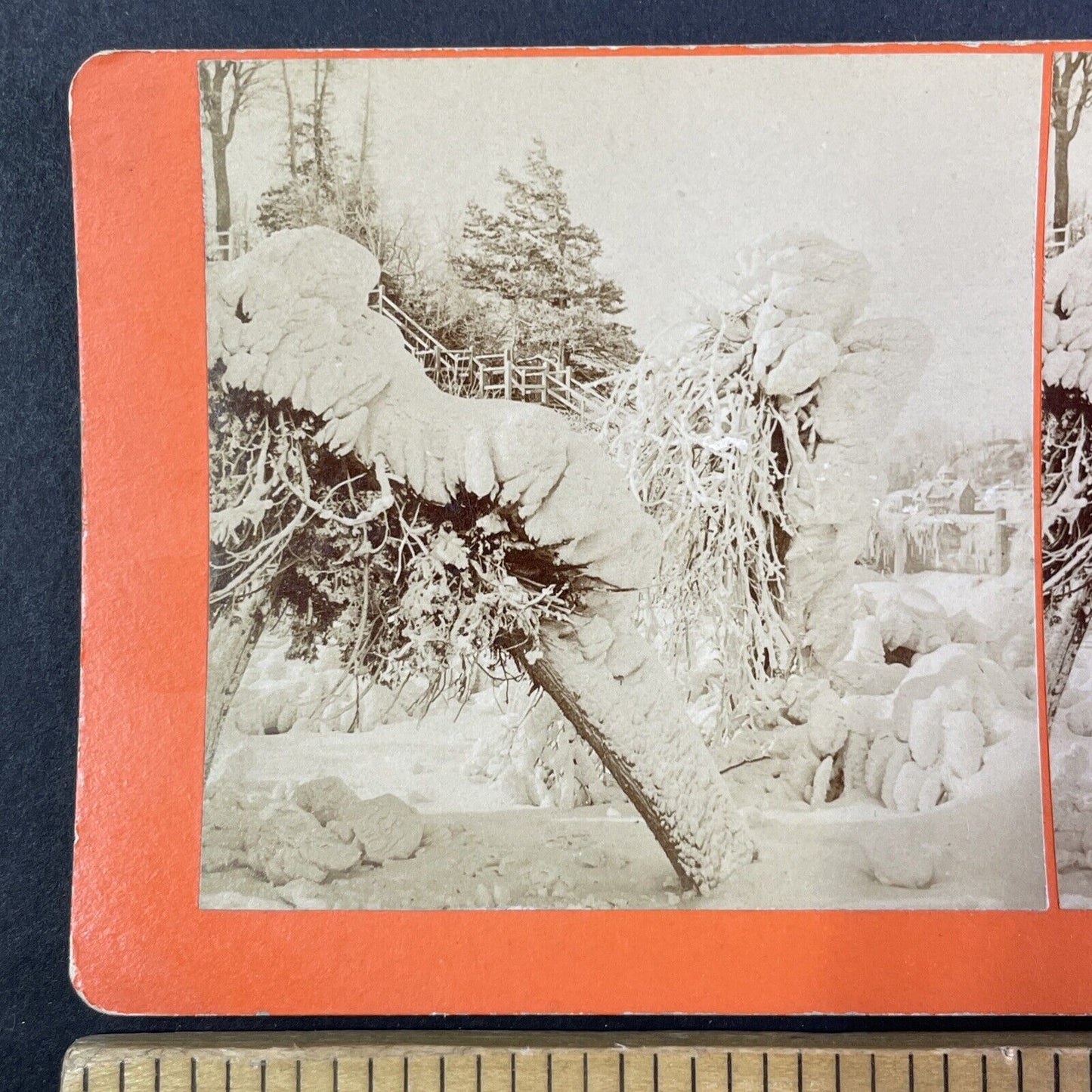 Prospect Park Niagara Falls Frozen Stairway Stereoview Antique c1891 Y1870