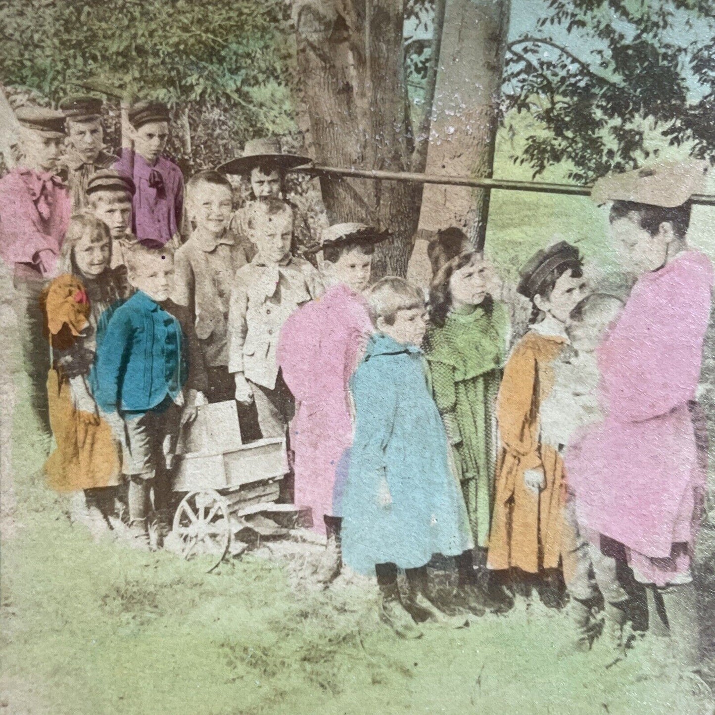 Antique 1870s Children Line Up For A Funeral Stereoview Photo Card P3486
