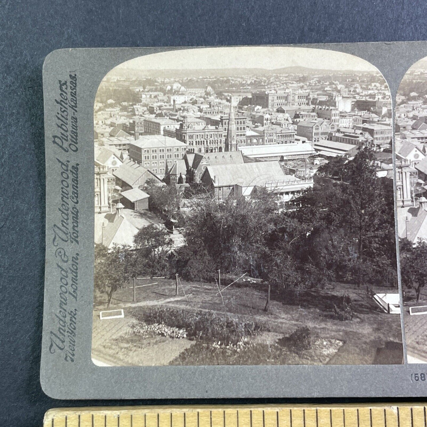 Historic Brisbane Queensland Australia Stereoview City View Antique c1908 X4085