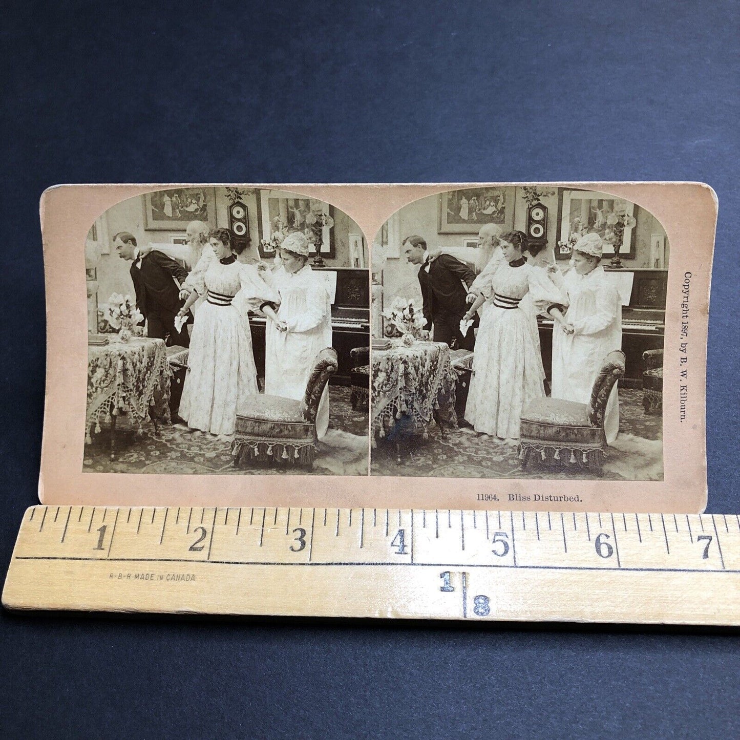 Antique 1897 Parents Scold Young Lovers Stereoview Photo Card P2004