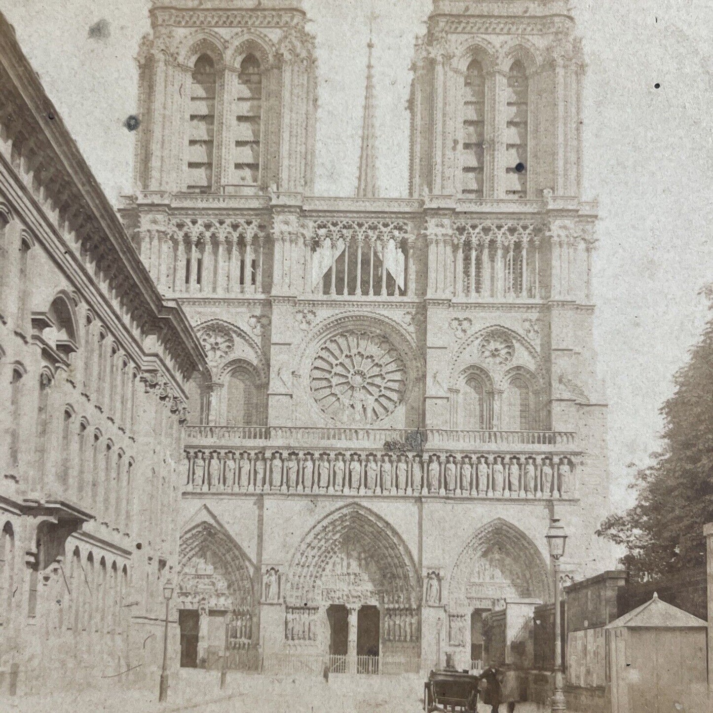 Antique 1870s Notre Dame Cathedral Church Paris Stereoview Photo Card P4164