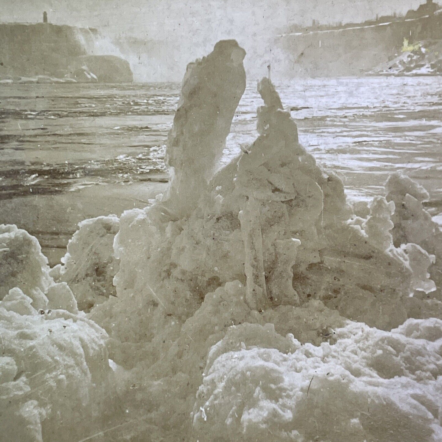 Niagara Falls River Iceberg Frost Work Stereoview Antique c1870s Y2532