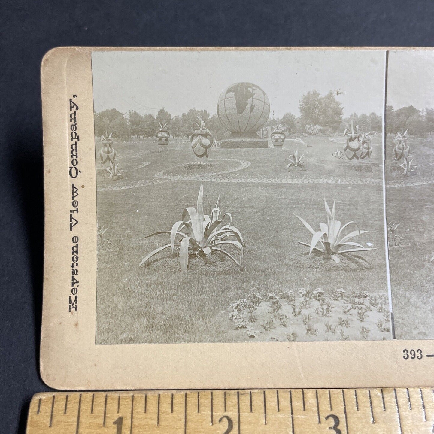 Antique 1890s A Giant Flower Globe In Chicago Stereoview Photo Card P4875