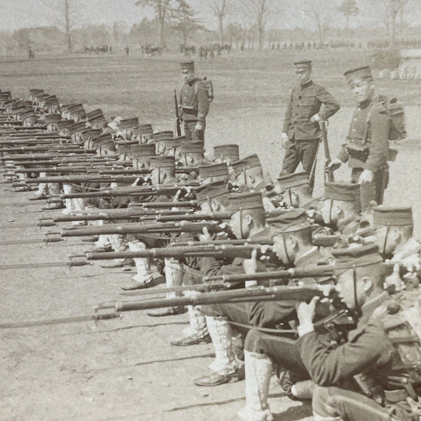 Antique 1904 Imperial Japan Body Guard Firing Squad Stereoview Photo Card P1820