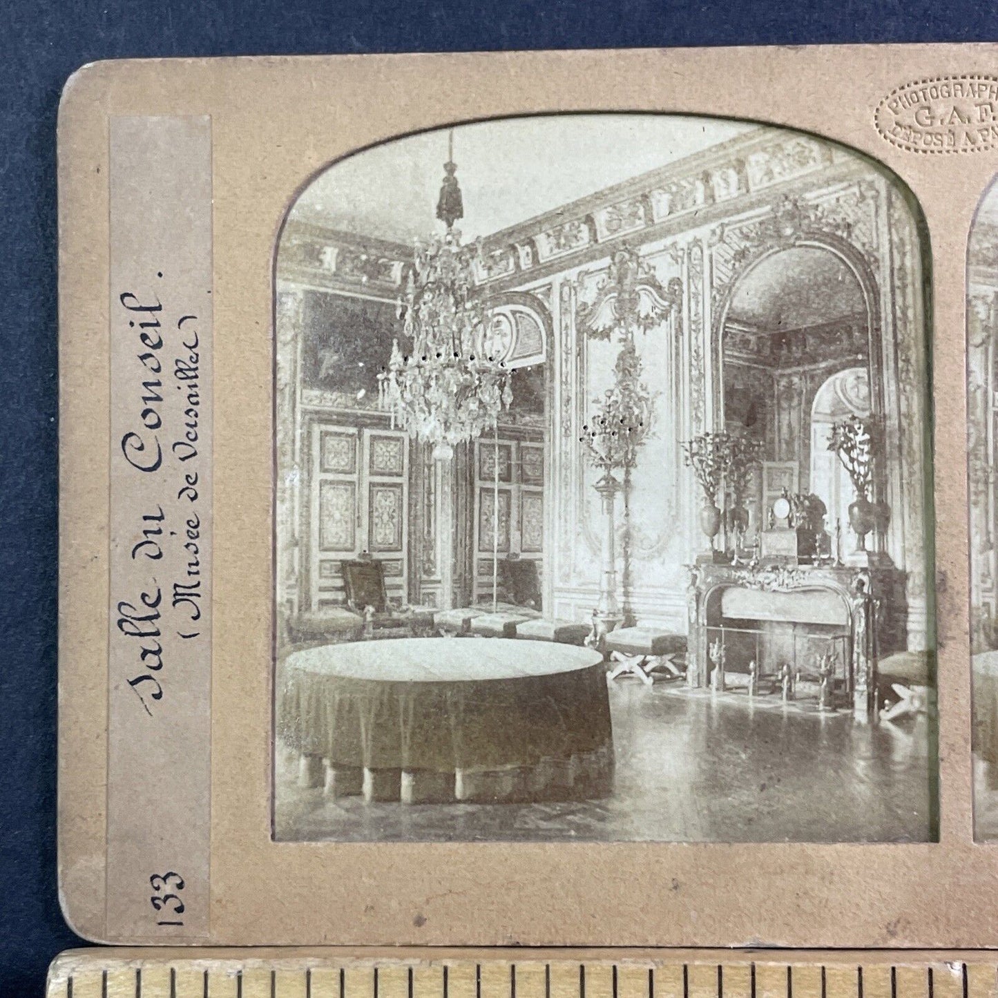 Council Room Versailles Stereoview Florent Grau French Tissue c1860 XT2134