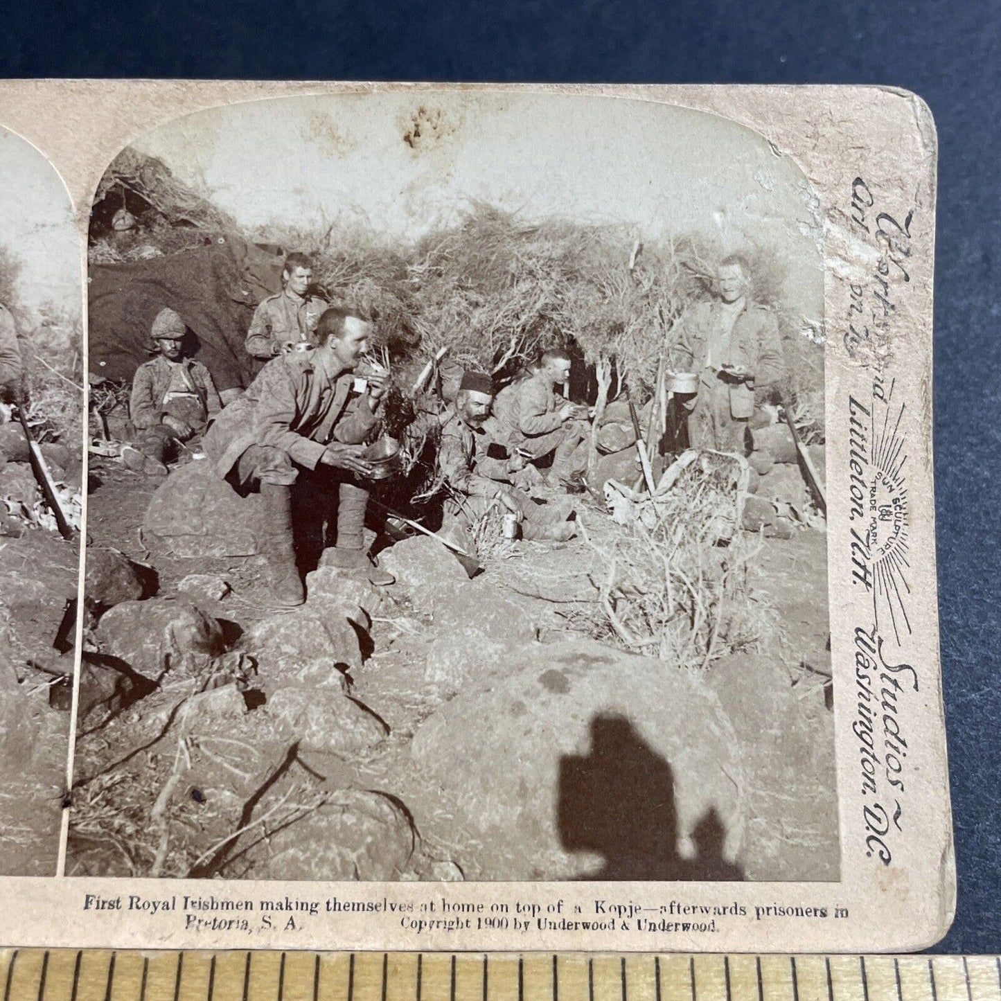 Antique 1900 Irish Soldiers Fighting In The Boer War Stereoview Photo Card P5557