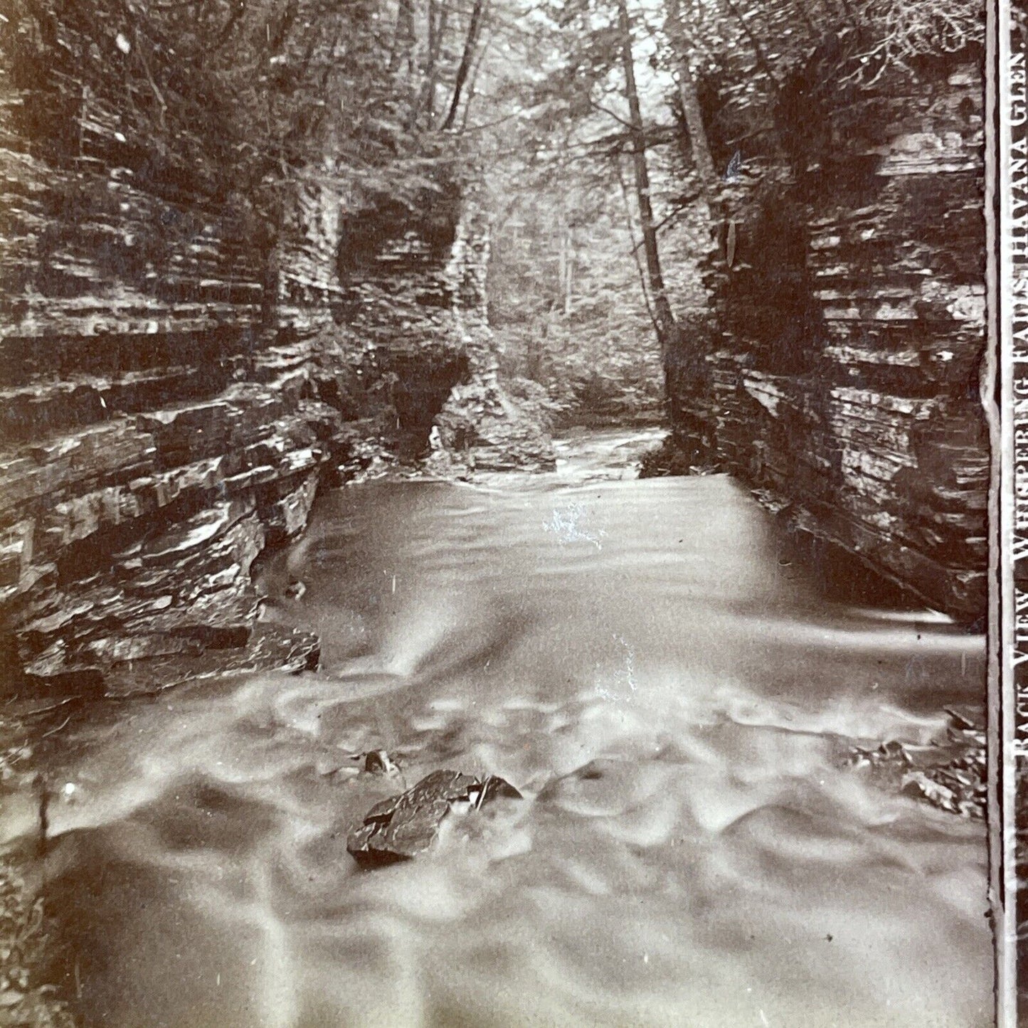 Whispering Falls Watkins Glen New York Stereoview R.D. Crum Antique c1870 Y1035