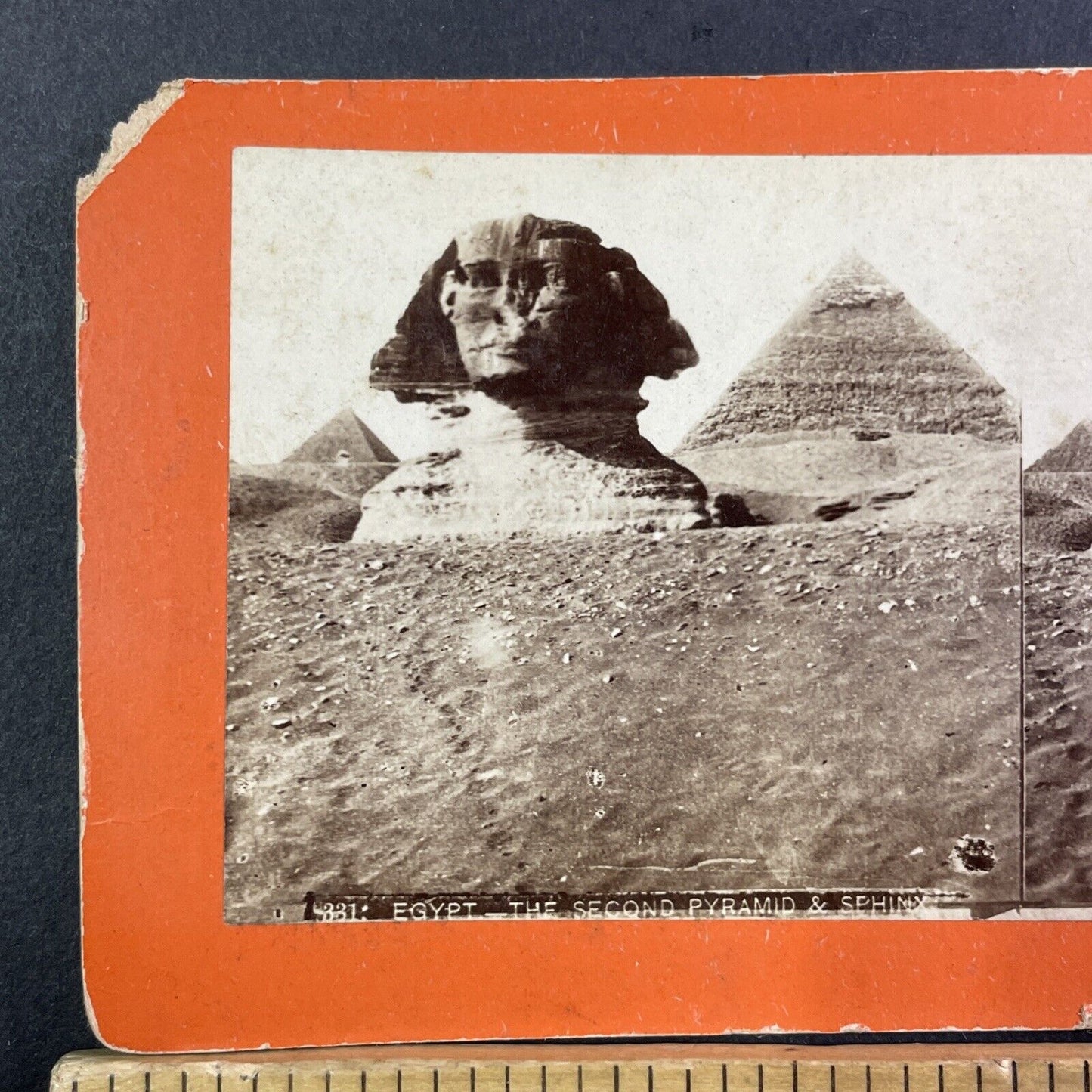 The Sphinx Unexcavated Stereoview Maxime Du Camp Antique c1849 RARE X2624