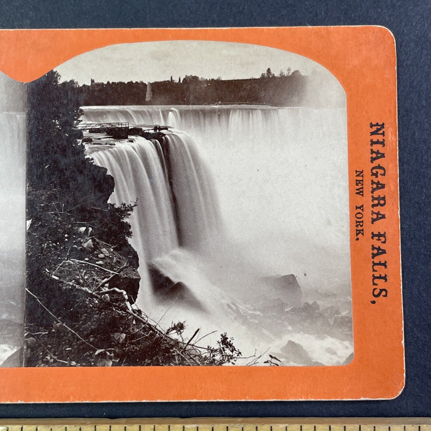 Terrapin Tower After it was Blown Up with Dynamite Stereoview c1870s Y2542