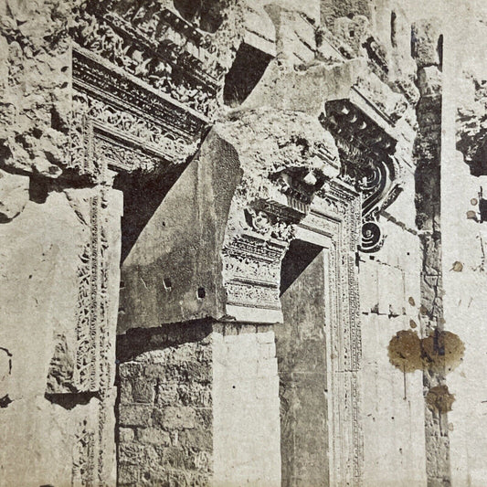 Antique 1860s Stone Masonry In Baalbek Lebanon Stereoview Photo Card P5208