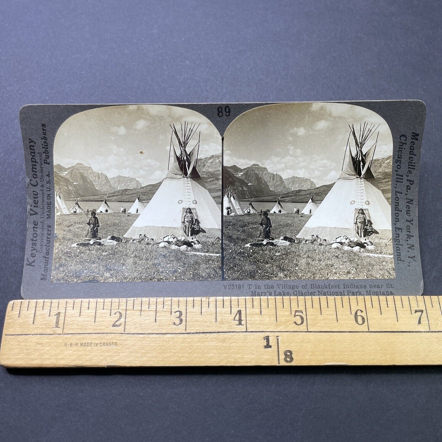 Antique 1910s Blackfeet Nation Indian Reservation Stereoview Photo Card P2760