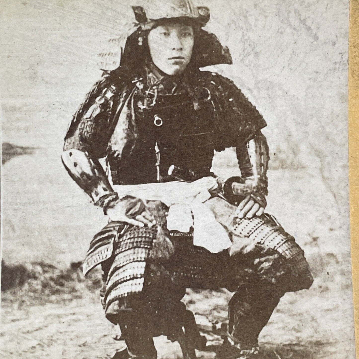 Japanese Samurai Warrior Stereoview Felice Beato Photo Antique c1870 X3106 RARE