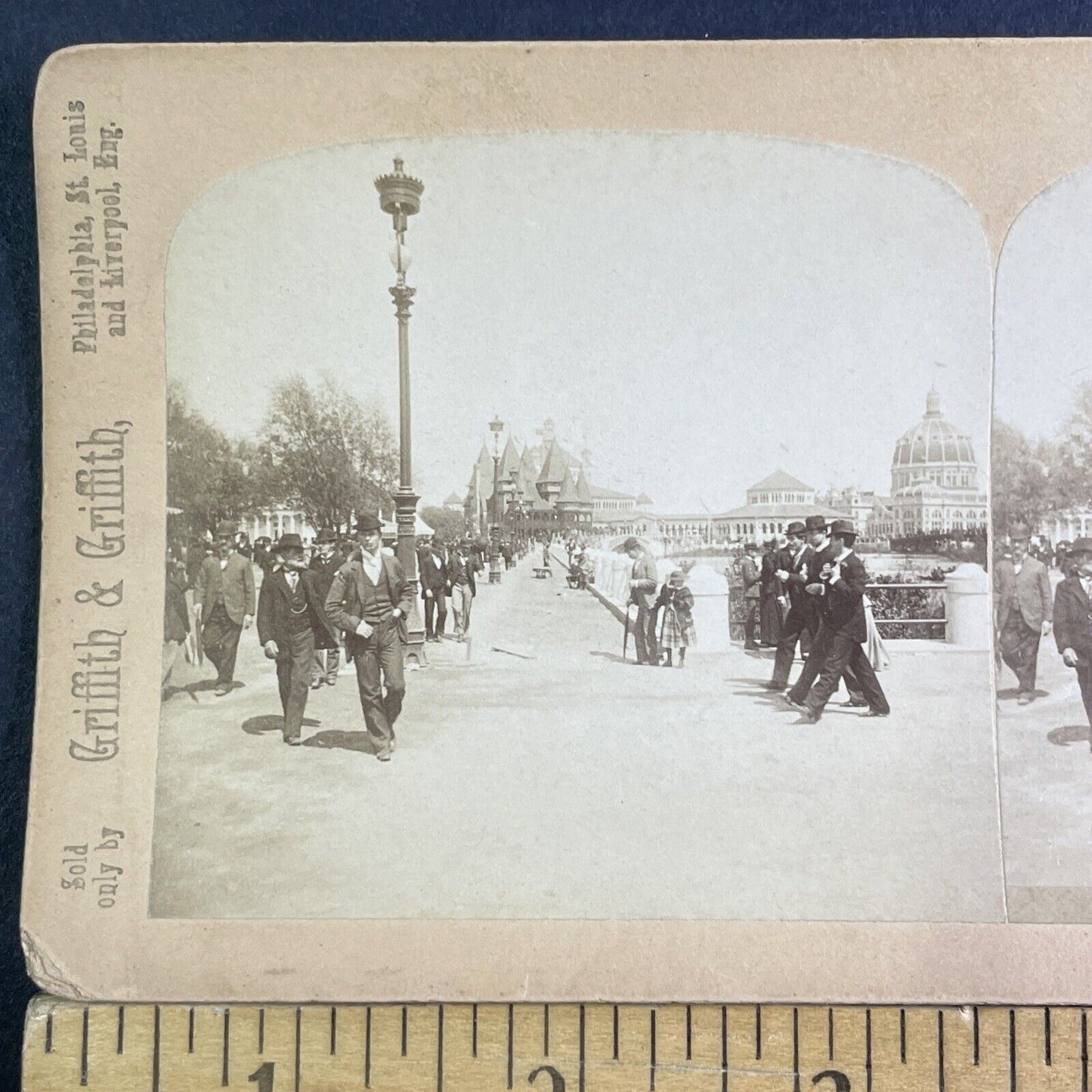 Wealthy Men Walking On Street Corner Stereoview Chicago Antique c1893 X3197