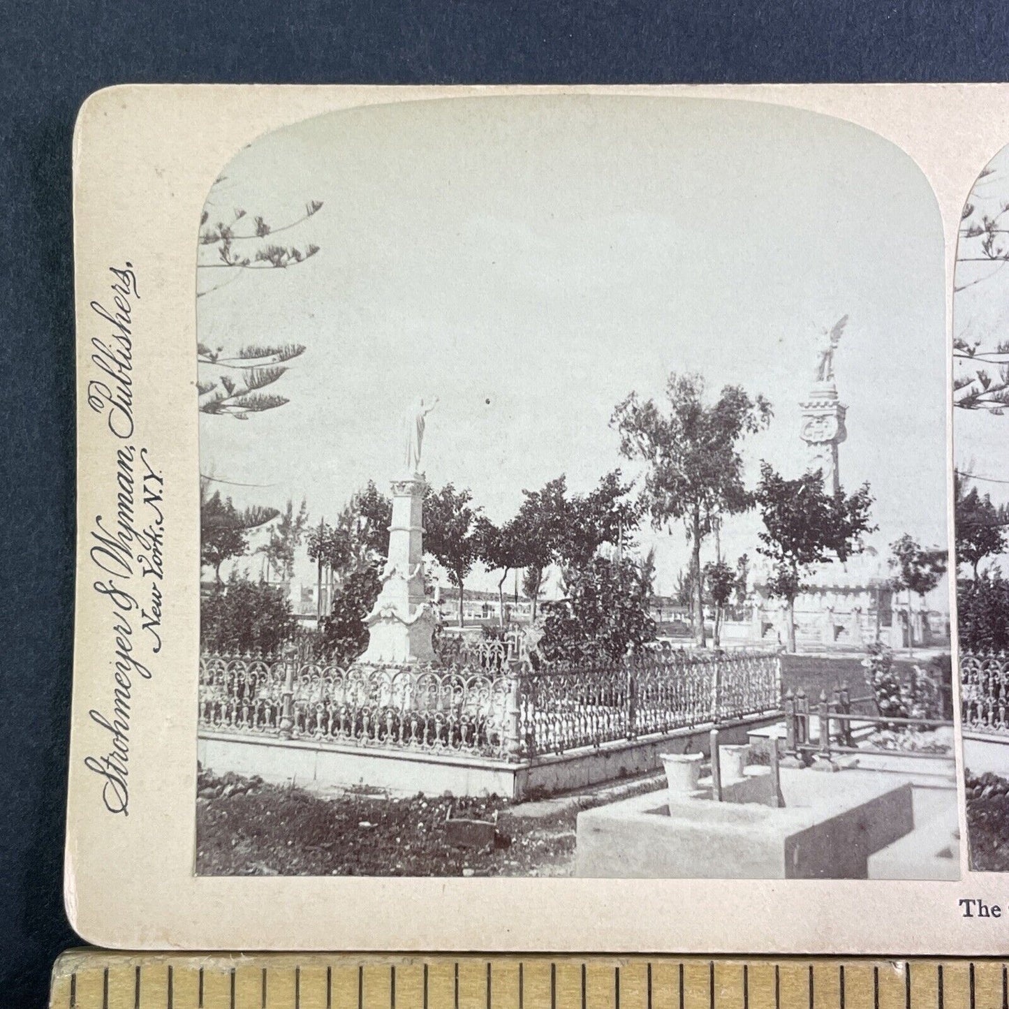 USS Maine Navy Cemetery Graveyard Stereoview Havana Cuba Antique c1898 X3254