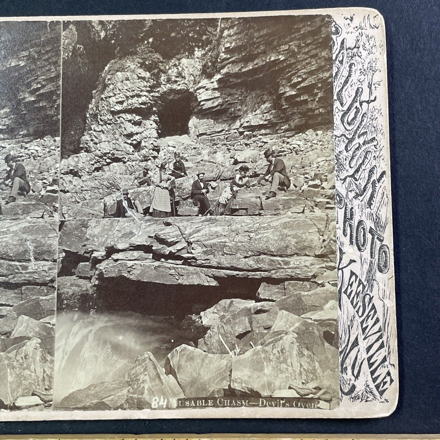 George W. Baldwin Self-Portrait Stereoview Ausable Chasm NY Antique c1870s Y042