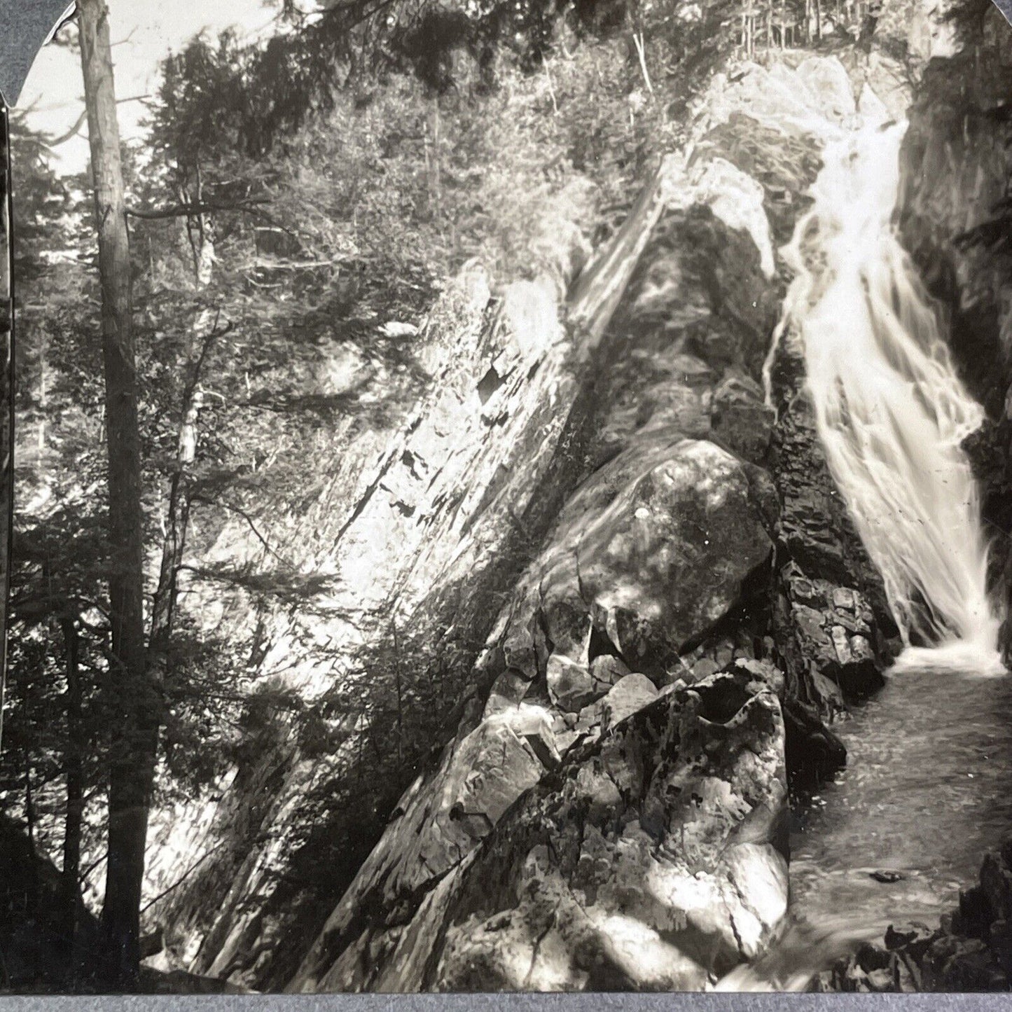 Falls of Lana Waterfall Salisbury Vermont Stereoview Antique c1920s Y513