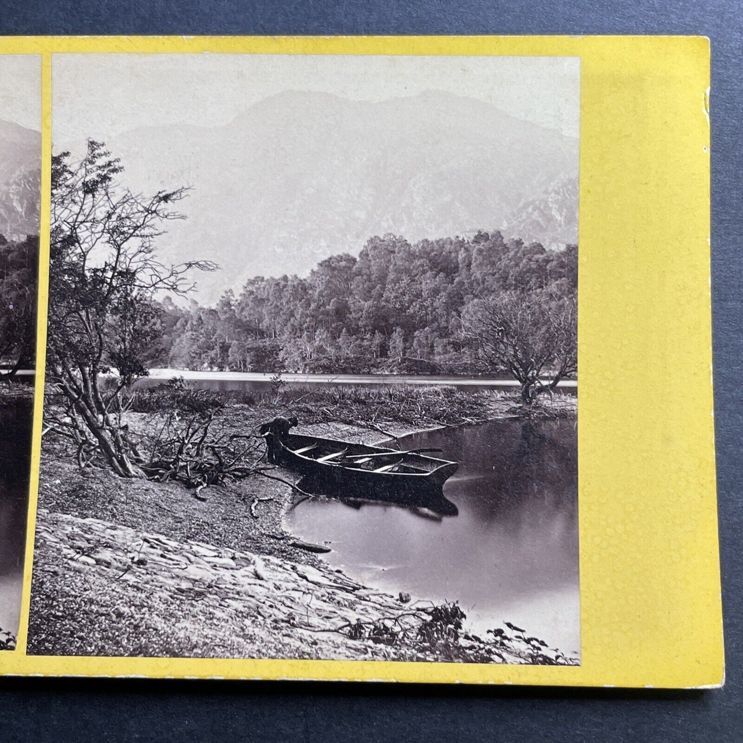 Antique 1860s Fishing Boat On Loch Katrine Scotland Stereoview Photo Card P1415