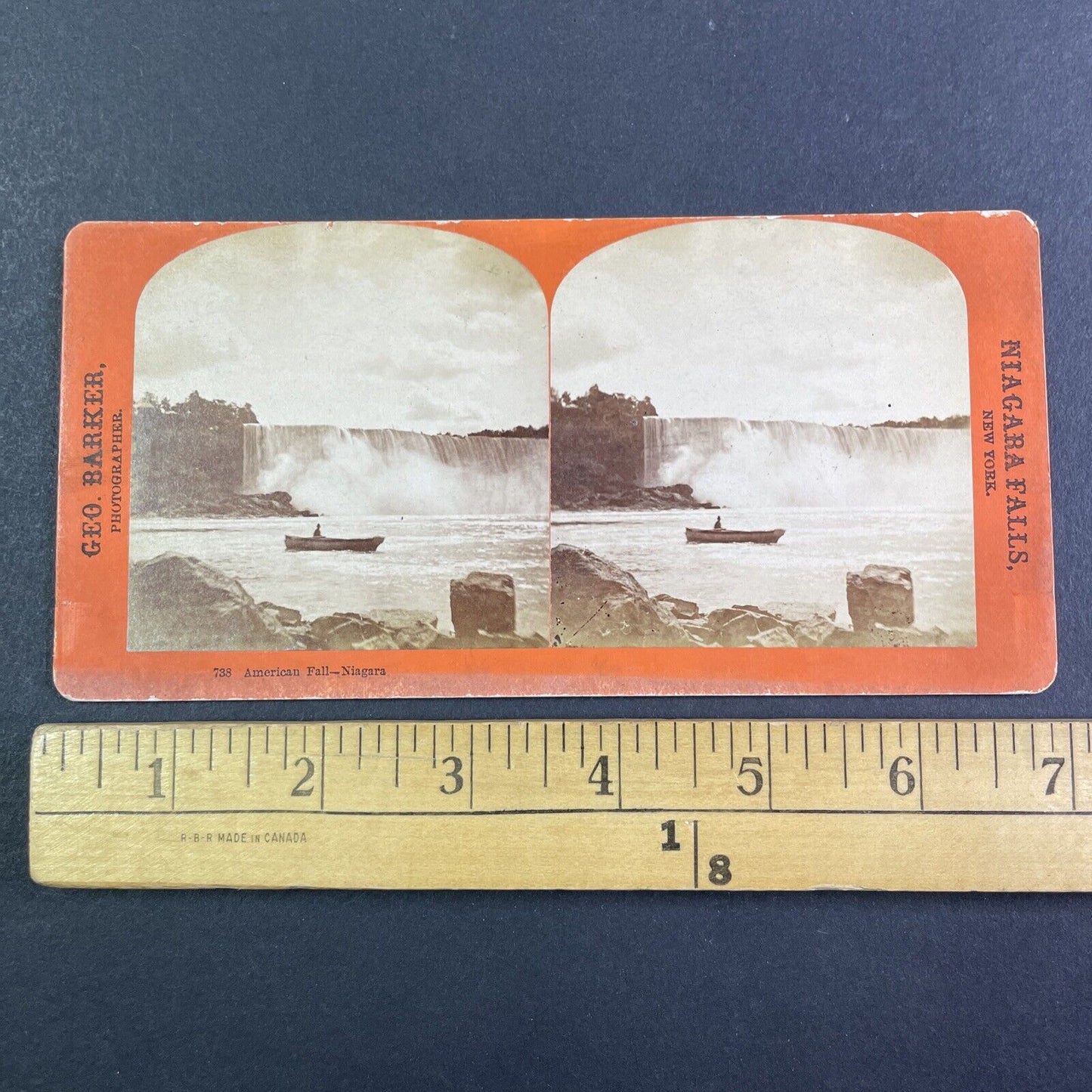 Rowboat Ferry Niagara Falls Rapids Stereoview George Barker c1870s Y2474