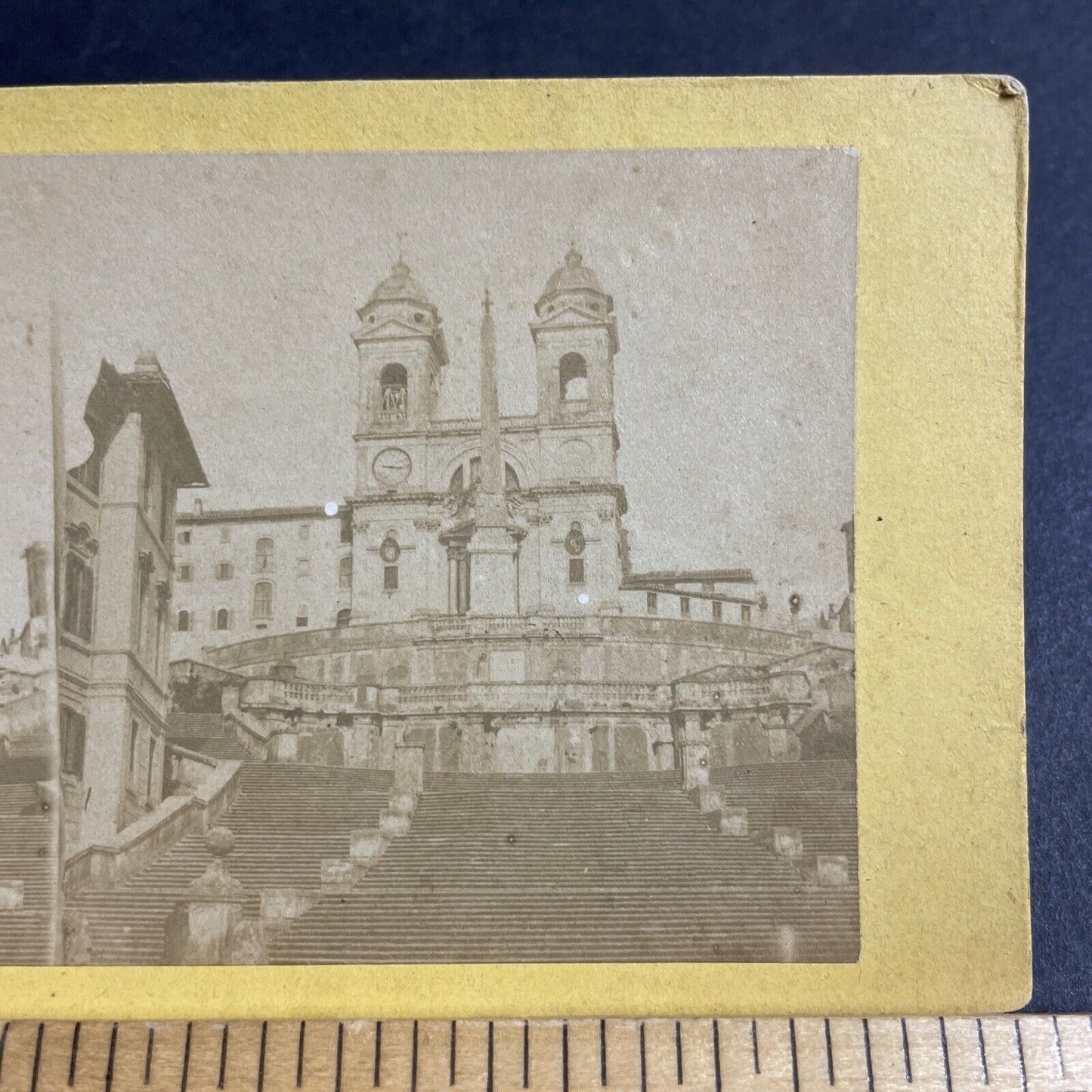 Antique 1870s The Spanish Steps Rome Italy Stereoview Photo Card P4176