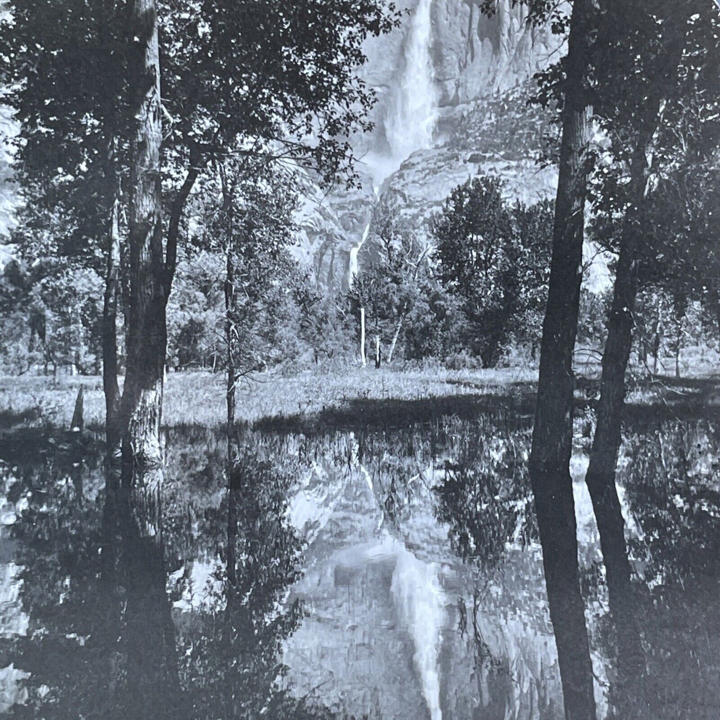 Yosemite Falls and Merced River California Stereoview Antique c1910s Y992