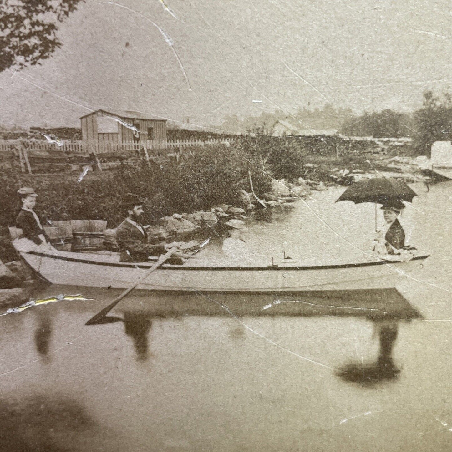 Antique 1860s Lake Winnipesaukee Boating In NH Stereoview Photo Card P1118