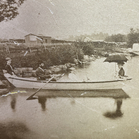 Antique 1860s Lake Winnipesaukee Boating In NH Stereoview Photo Card P1118