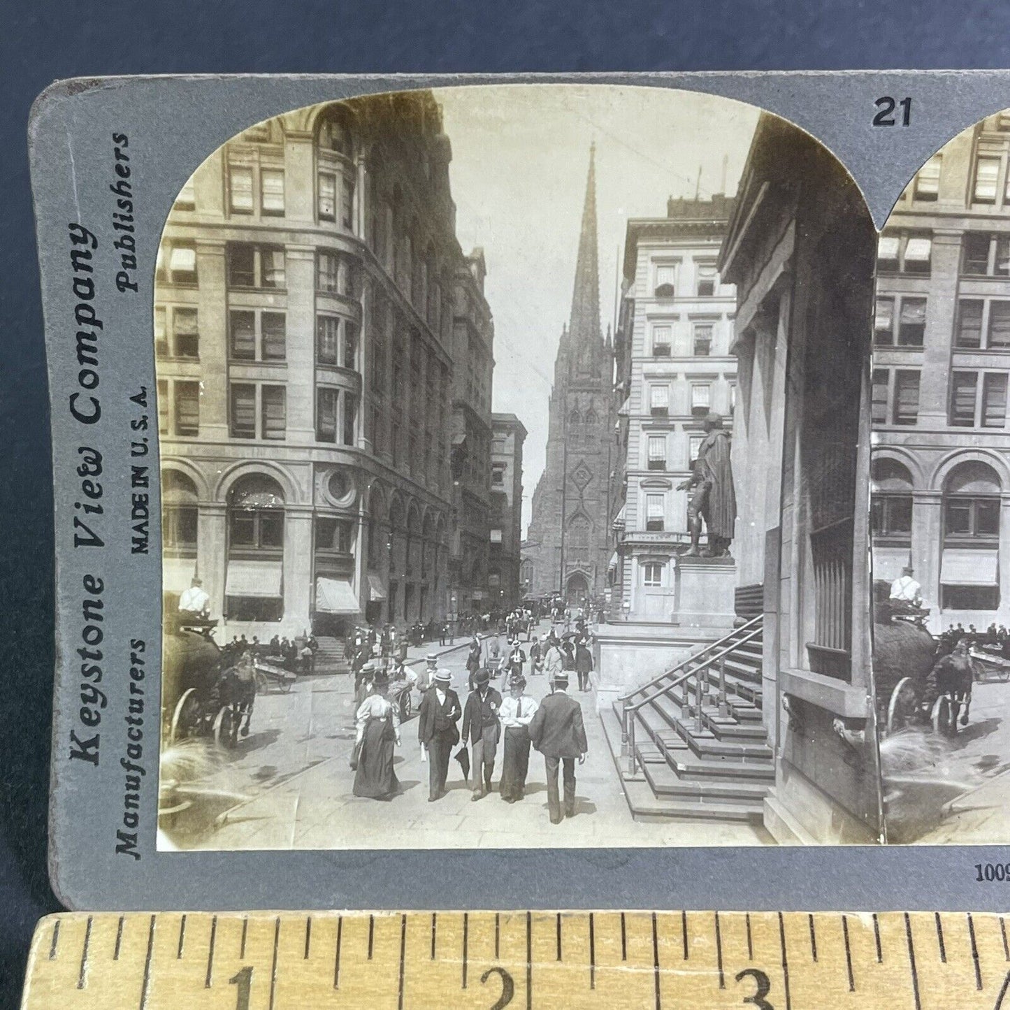 Antique 1909 Wall Street Stock Exchange New York Stereoview Photo Card P2240