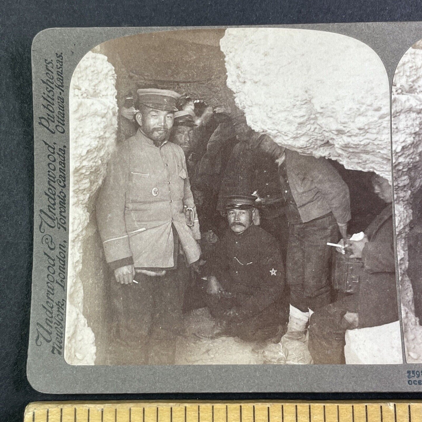 Japanese Trenches Tunnels Stereoview Russo-Sino War Antique c1905 X4193