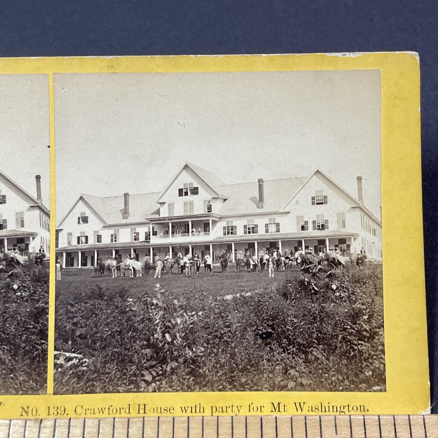 Antique 1870s Crawford House Outdoor Party NH Stereoview Photo Card V1892