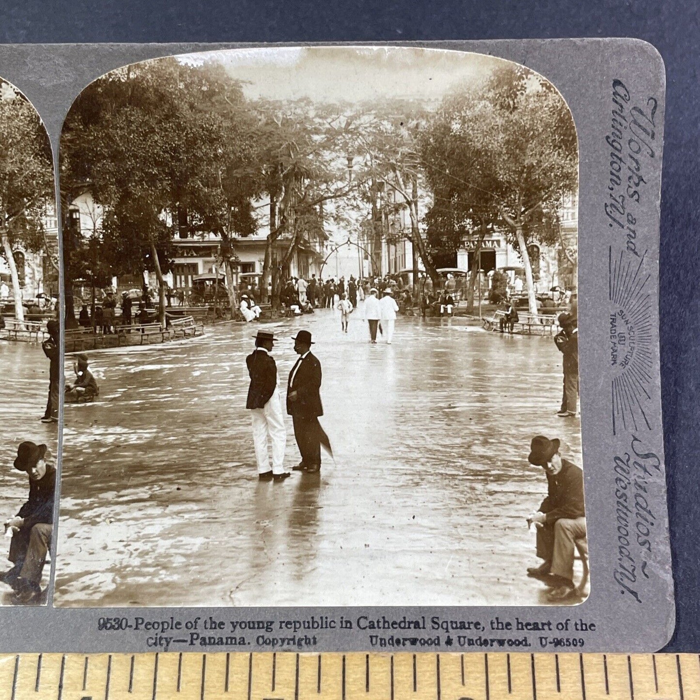 Cathedral Square in Panama Stereoview Underwood Antique c1901 Y2802