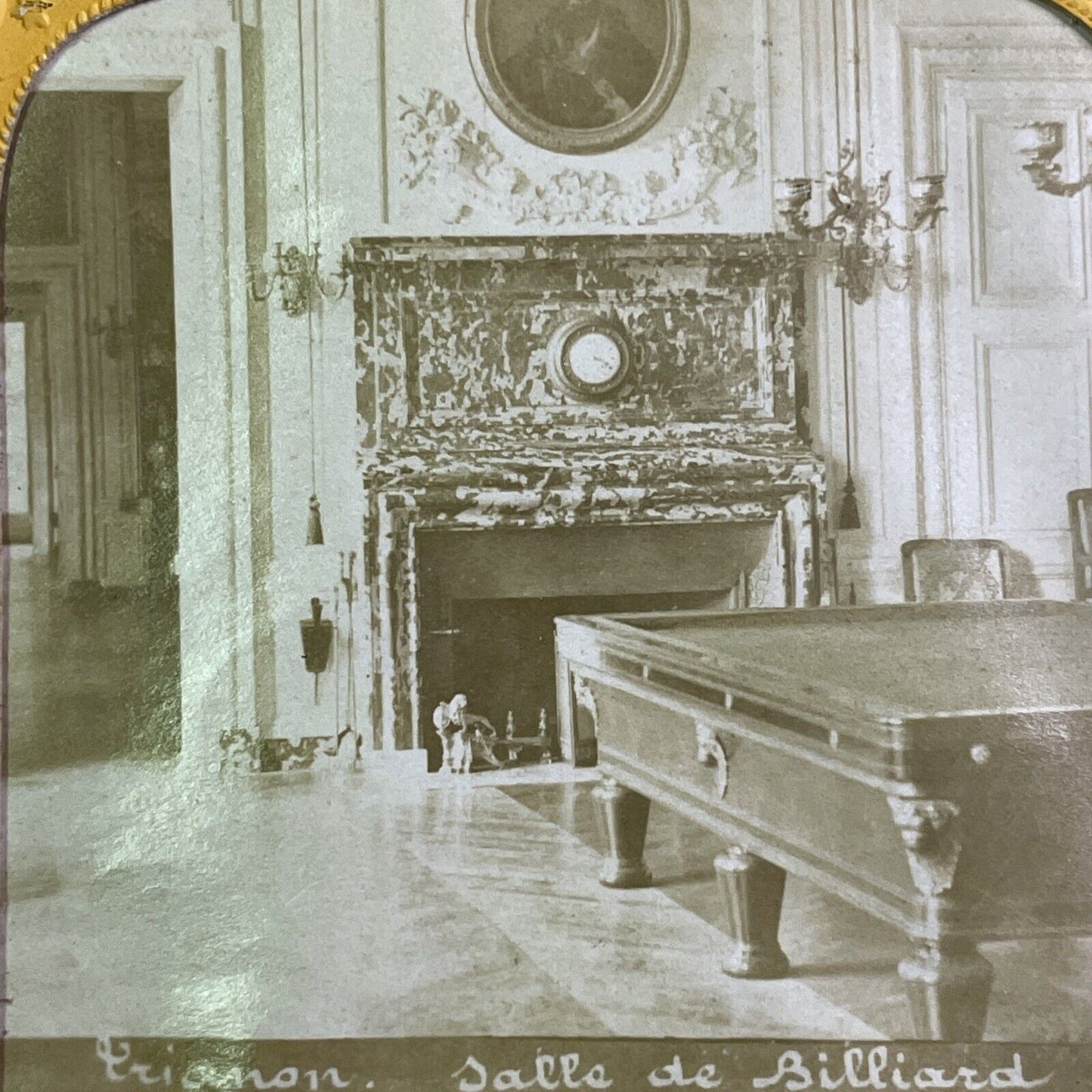 Rare Image Of A Billiards Table Stereoview French Tissue Antique c1860s XT2102