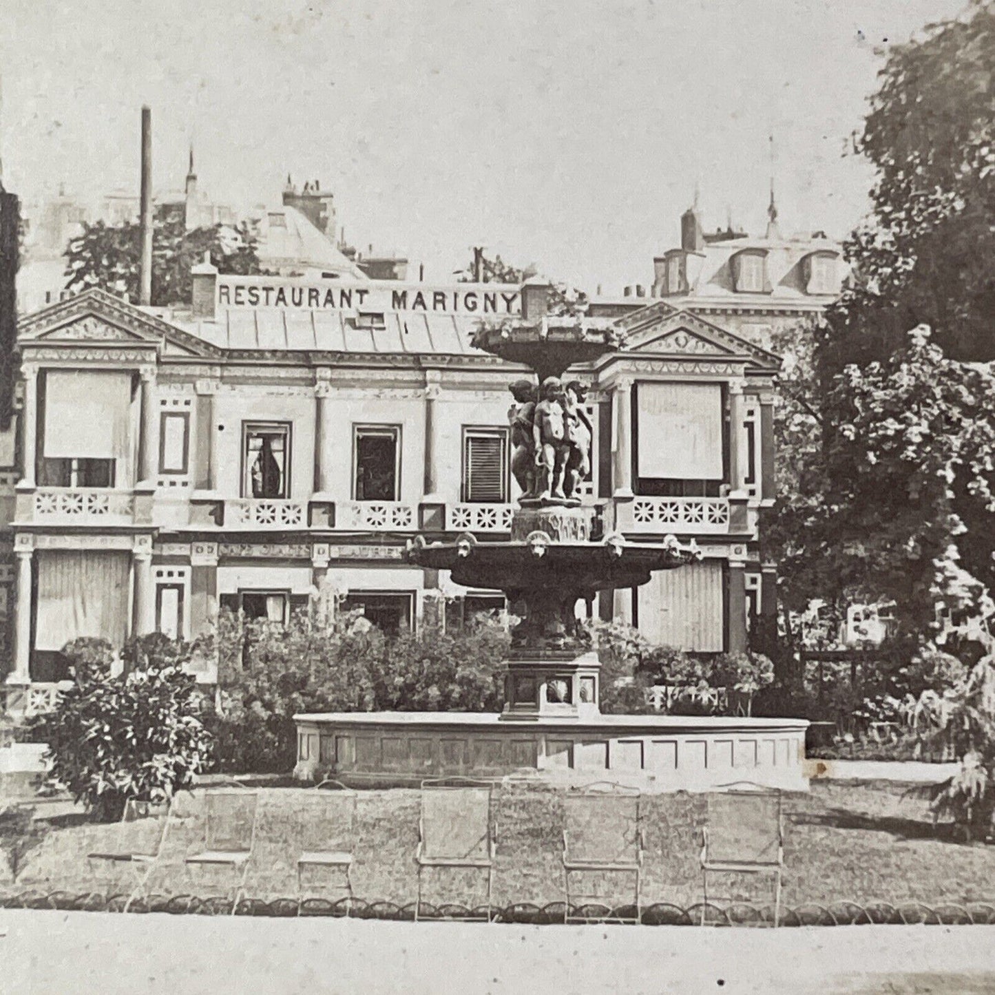 Restaurant Marigny Paris Stereoview Joseph Ward Antique c1870 X2793