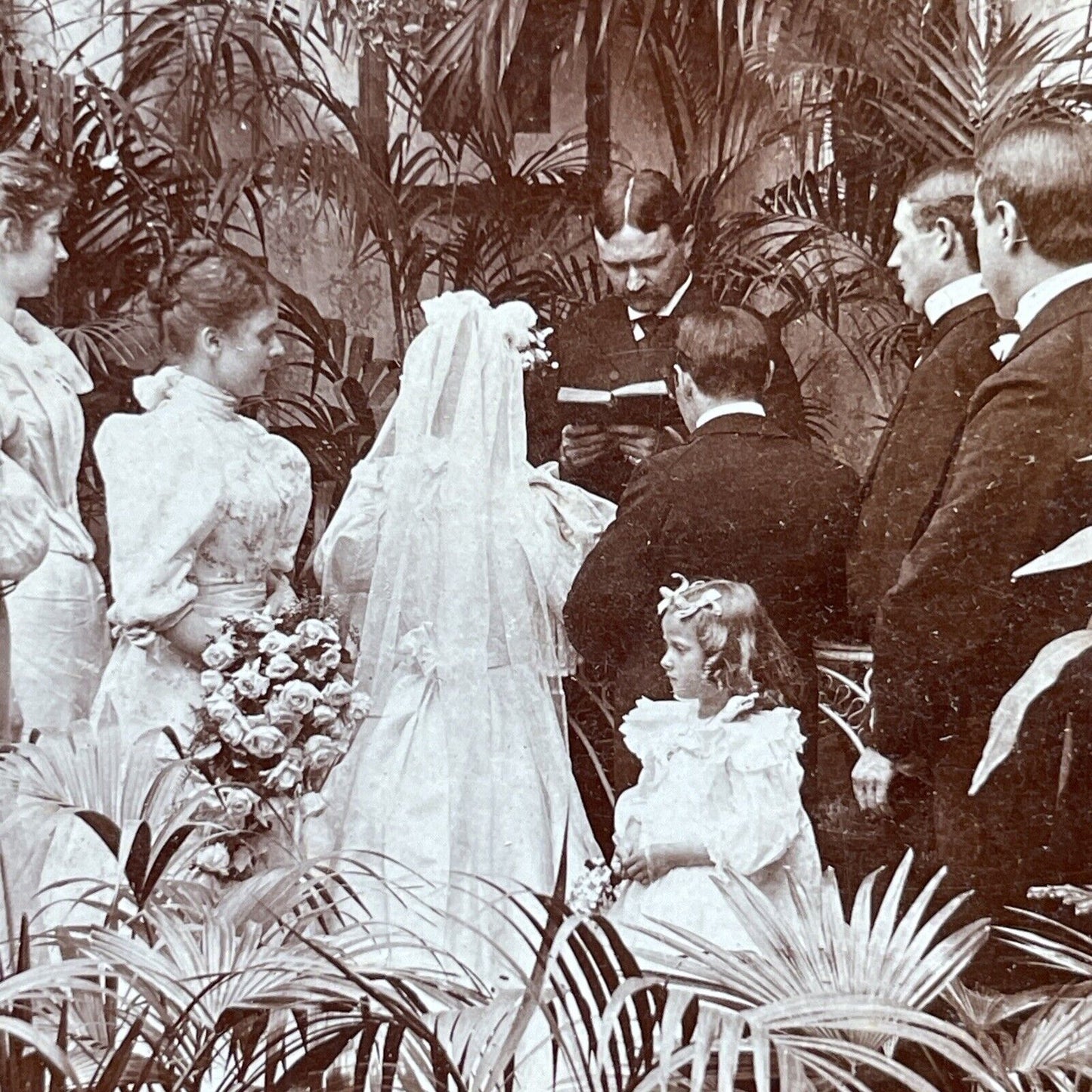 Antique 1897 Typical Victorian Wedding Ceremony Stereoview Photo Card P2565