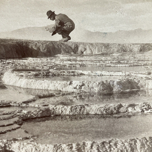 Antique 1901 Hot Springs In Yellowstone Park Stereoview Photo Card P4961