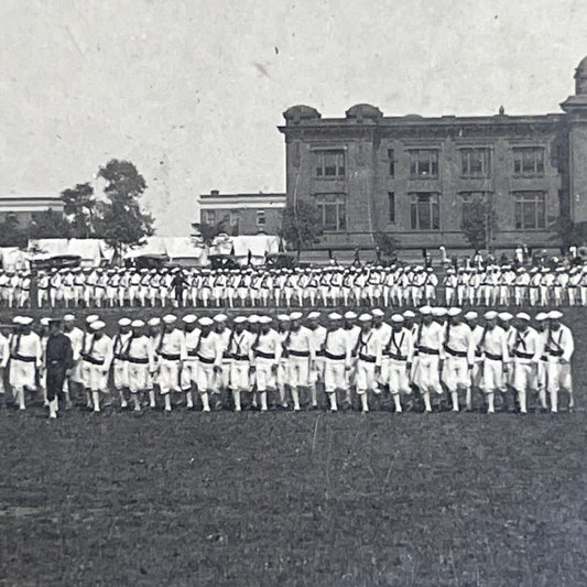 Antique 1903 US Navy Sailors Great Lakes Illinois Stereoview Photo Card P4821