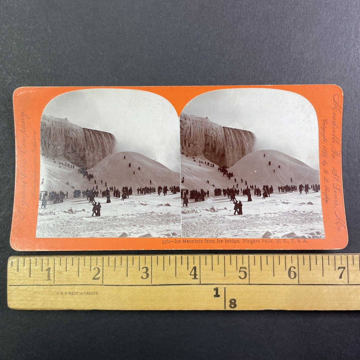 Sledding Down Niagara Falls Frozen Hills Stereoview Antique c1899 Y1444