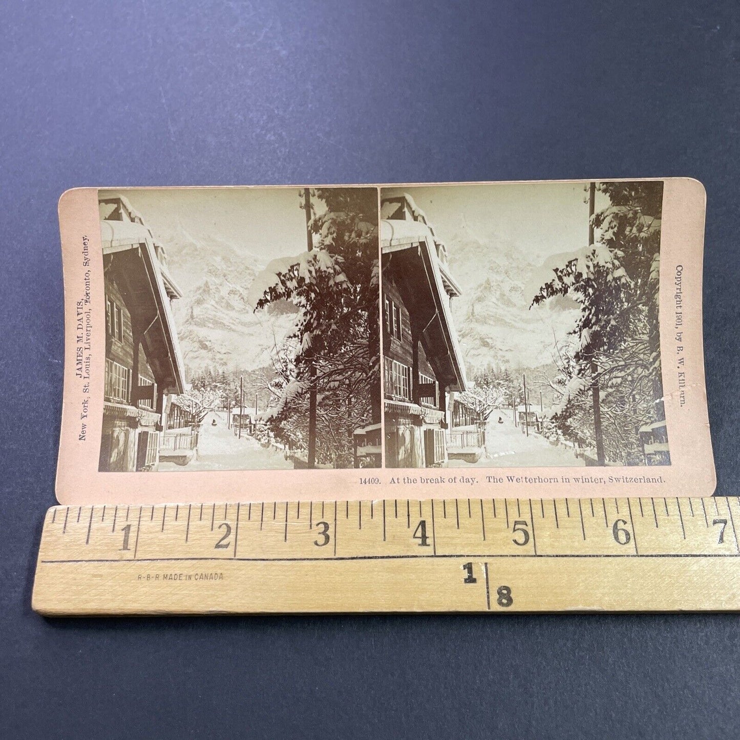 Antique 1901 Deep Snow In Grindelwald Switzerland Stereoview Photo Card P3953