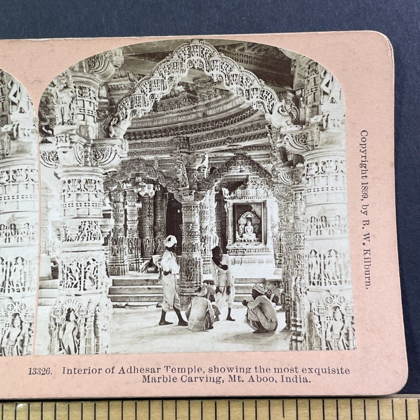 Luna Vasahi Neminatha Temple Stereoview Mount Abu India Antique c1899 X2458