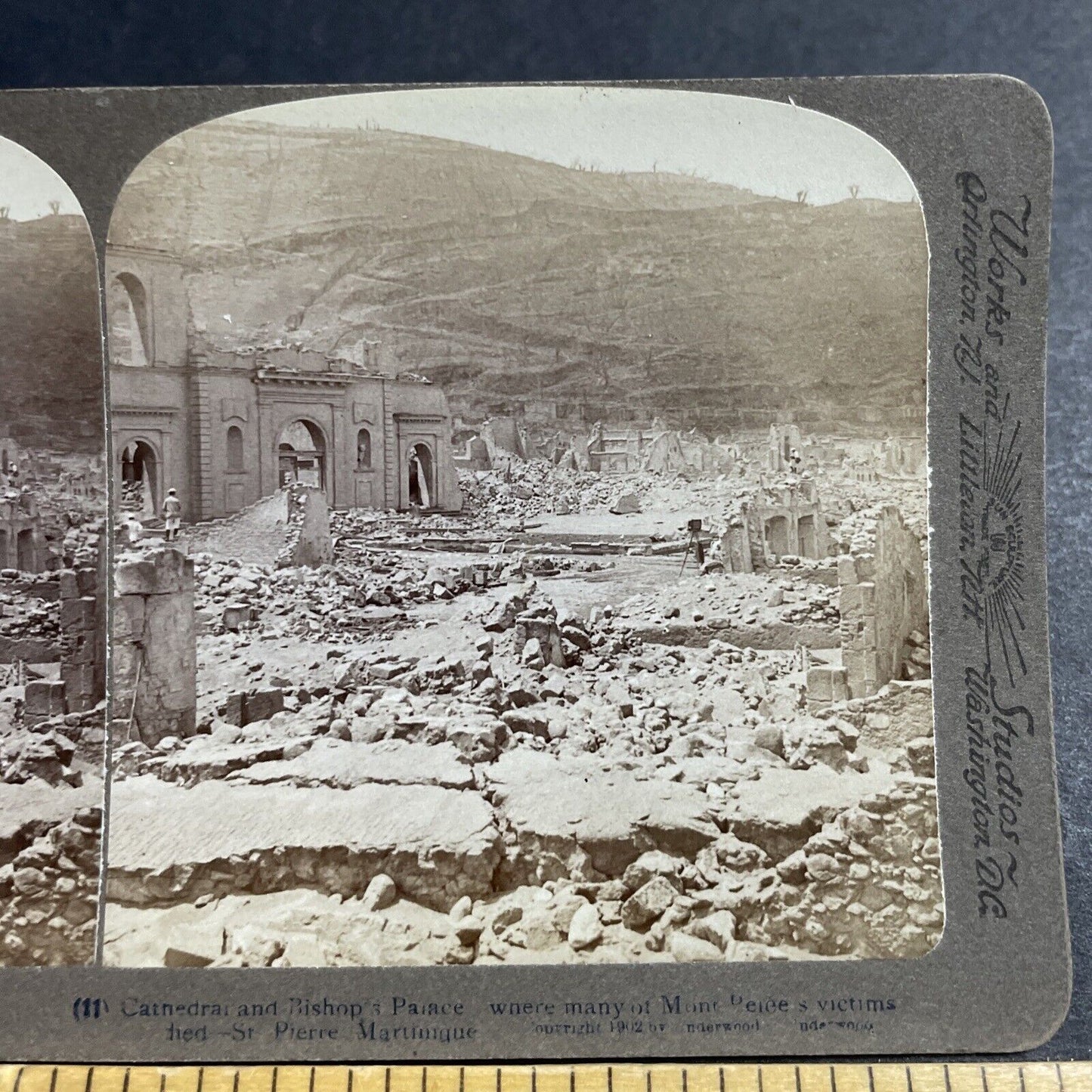 Antique 1902 Volcano Ruins Of Mount Pelee Martinique Stereoview Photo Card P5567