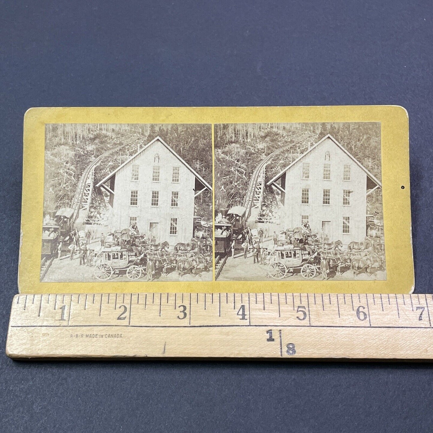 Antique 1870s Mt Washington Railroad Train Station Stereoview Photo Card V1918