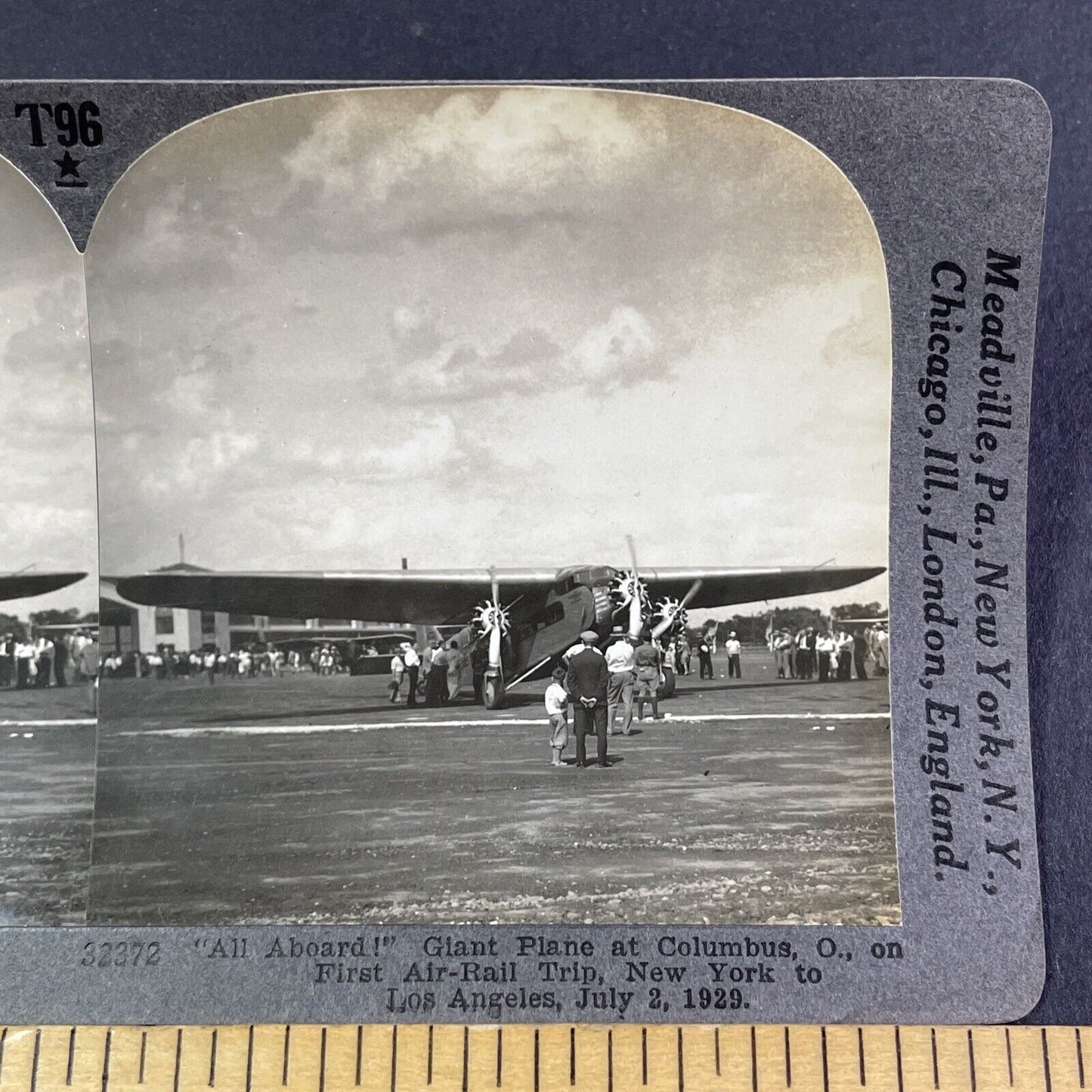 Ford Transcontinental Air Transport Airplane Stereoview Columbus Ohio 1929 Y2772